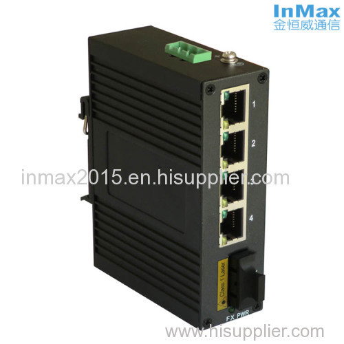 5 ports Industrial Ethernet Switch media converter with 1 fiber port