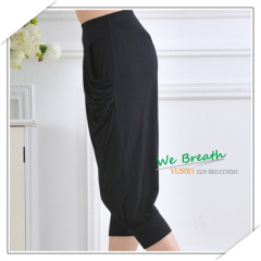 Apparel & Fashion Pants & Shorts YUSON Bamboo Fiber Ladies Spring Summer Capri pants pleated leg sides