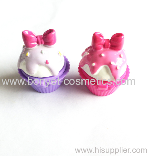 3g various 2015 new cupcake shape case lip bam for children