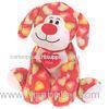 Custom Stuffed Animal Dogs With Red Heart , Fashion Small Plush Dog