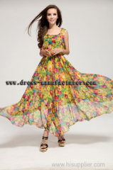 2015 new design Summer Bohemian European and American fashion chiffon printed Dress