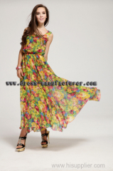 2015 new design Summer Bohemian European and American fashion chiffon printed Dress