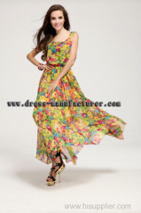 2015 new design Summer Bohemian European and American fashion chiffon printed Dress