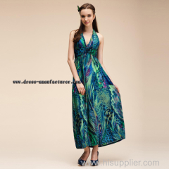 2015 new design Bohemian Deep V-Neck European And American Style Printed Dress