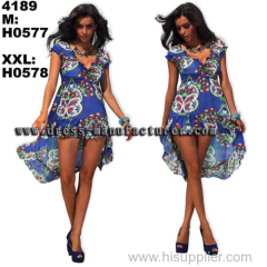 2015 new design Bohemian Maxi Long Irregular Beach Floor Printed Dress