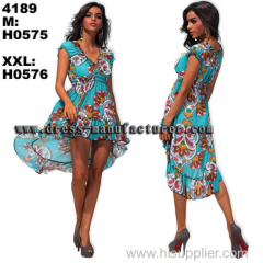 2015 new design Bohemian Maxi Long Irregular Beach Floor Printed Dress