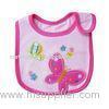 Pink Personalised Baby Bib with Butterfly Cartoon for Newborn Baby