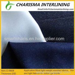 Extremely soft fusible woven interlining 8608