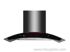 Black Tempered Glass Panel European Style 900mm Range Hood