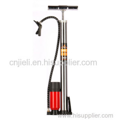 High pressure bike floor pump with pressure gauge hose