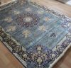 5.5x8ft Middle Madition Hand Made Persian Single Knot Carpet Blue Medallion Silk Rug