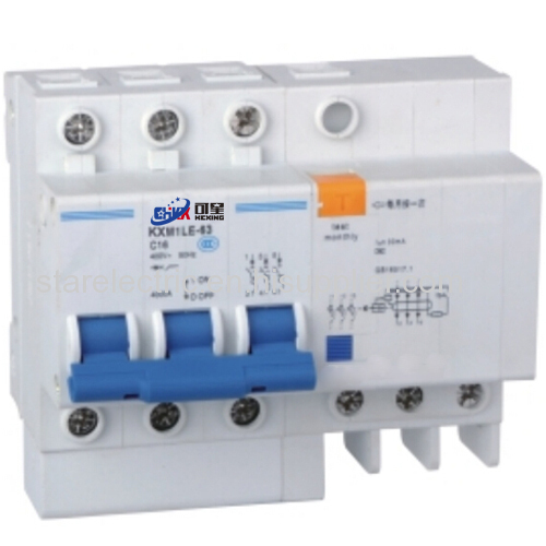 KXM1LE-63 residual current operation miniature circuit breaker MCCB MCB 1P-2P-3P-4P 3A to 63A