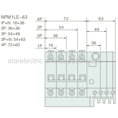 KXM1LE-63 residual current operation miniature circuit breaker MCCB MCB 1P-2P-3P-4P 3A to 63A