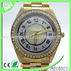 2015 Gold watch man watch with stainless steel band
