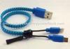 Zipper USB Data Transfer Cable , Mobile Phone 2 in 1 USB Charging Cable