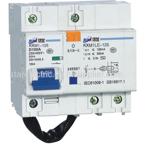 KXM1LE-125 high breaking miniature electric leakage circuit breaker MCCB MCB 1P-2P-3P 1A to 125A