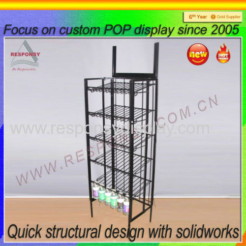 Pos metal floor gravity feed display stand metal display stand