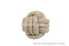 Huge jumbo natural jute-cotton ball with handle rope toys