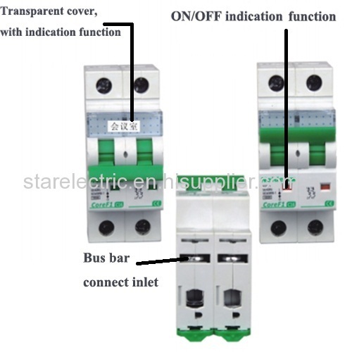 F1 serie miniature circuit breaker  with transparent cover overload over current overvoltage and undervoltage protection