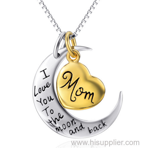 mon i love you to the moon and back necklace silver moon and heart necklace