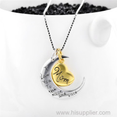 mon i love you to the moon and back necklace silver moon and heart necklace