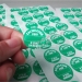 Round Green Calibration Security Tamper evident Breakable self destructive vinyl Cannot removed stickers