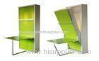 Vertical Wooden Green Single Murphy Wall Bed With Convenitent Desk