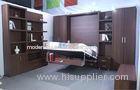 Light Walnut Vertical Wall Bed Space Saving With Bookshelf & Sofa