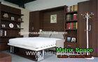 Dark Brown Vertical Wall Bed , Wood Double Space Saving Wall Bed With Bookshelf