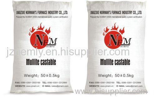 Mullite castable refractory material