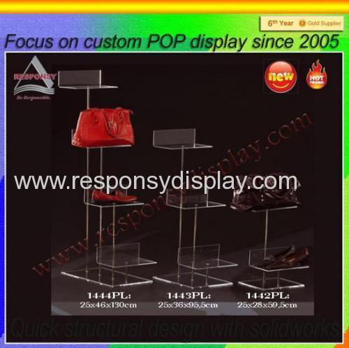 Fashionable design retail shop hand bag acrylic display shelf