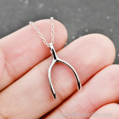 925 silver wishbone necklace