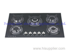 Tempered Glass Panel Gas Stove With 5 Burners