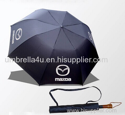 2 Folding Promotional Car Logo Printed Black Umbrella