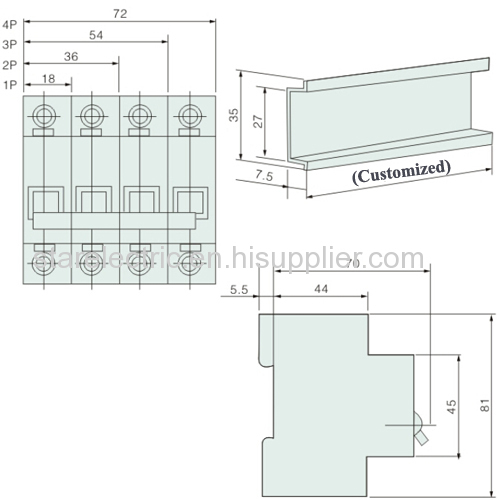 KXB2-63 high breaking capacity miniature circuit breaker  3A to 63A rated working voltage 400V circuit 