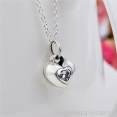 Fashion Jewelry Pure Silver Enamel I Love You Two Half Heart Necklaces