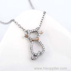 China Manufacturer Silver Fashion Cute Cat Necklace Design for Cute Girls