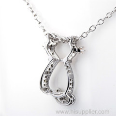 China Manufacturer Silver Fashion Cute Cat Necklace Design for Cute Girls