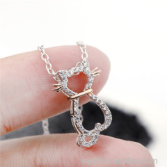 China Manufacturer Silver Fashion Cute Cat Necklace Design for Cute Girls