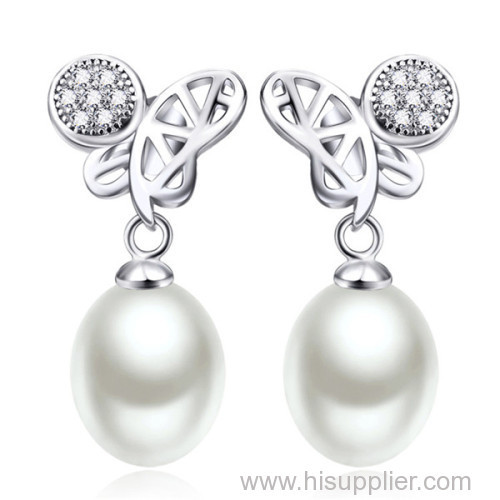 Butterfly Design Pearl Earrings Hot Sale