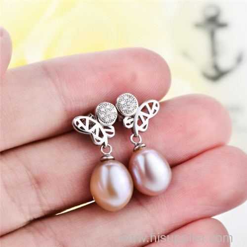 Latest Model Purple Pearl Fashion Silver Sex Silver Earrings Jewelry