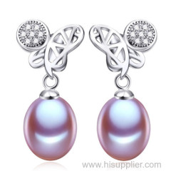 Latest Model Purple Pearl Fashion Silver Sex Silver Earrings Jewelry