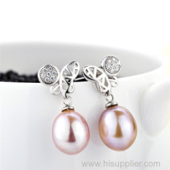 Latest Model Purple Pearl Fashion Silver Sex Silver Earrings Jewelry