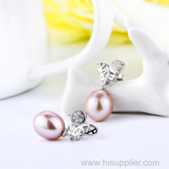 Latest Model Purple Pearl Fashion Silver Sex Silver Earrings Jewelry