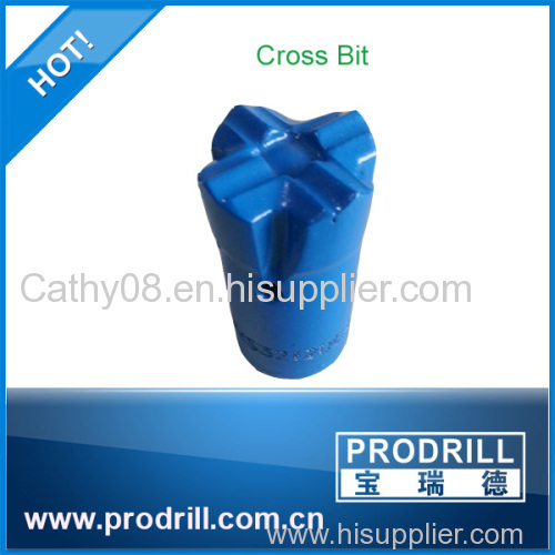 Cross bit for small hole drilling