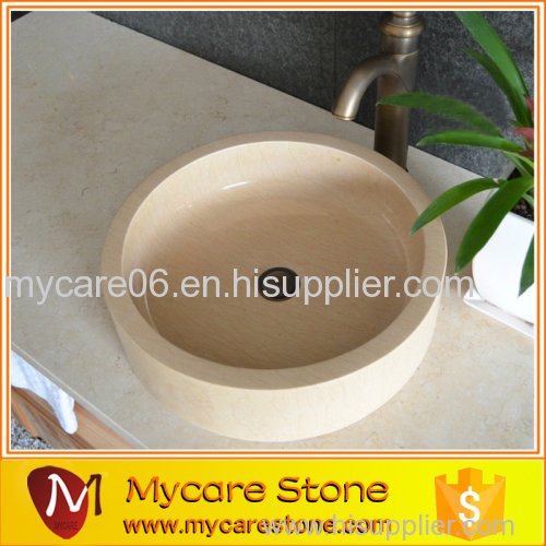 Decoration Honey beige stone bathroom wash basin sink