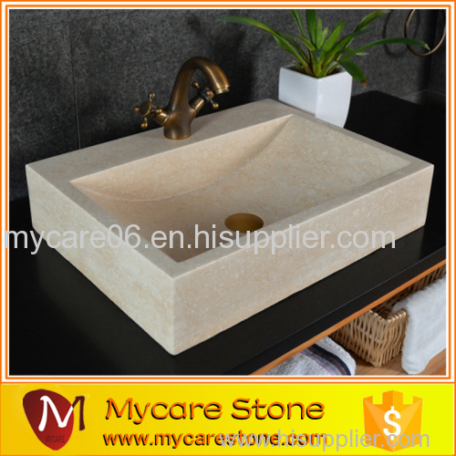 Wholesales natural beige marble cheap sink