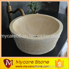 wholesale antique beige marble sink , bowl sink , washing basin