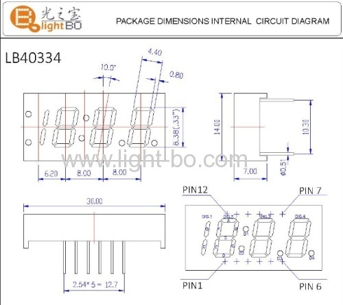 Ultra helle weiße 4-stellige 0,33 7-Segment LED-Anzeige für Digitaluhr-Indikator