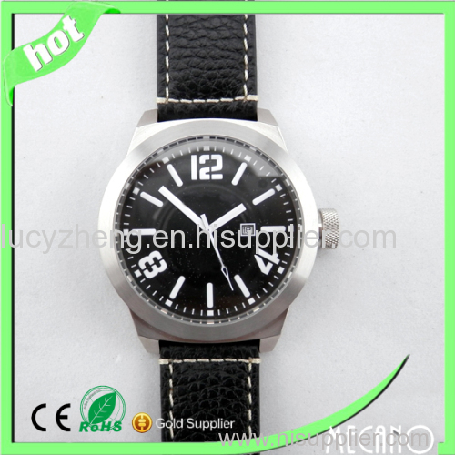 High quality leather men watch stainless steel watch